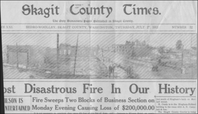 (1911 Fire Story in newspaper)
