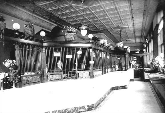 (Interior of Bingham Bank circa 1920)