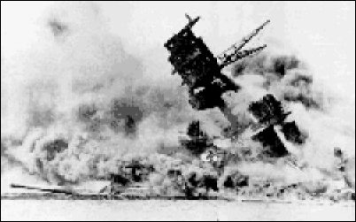 (U.S.S. Arizona burning after the attack)