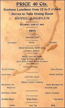 (Hotel Angeles menu)